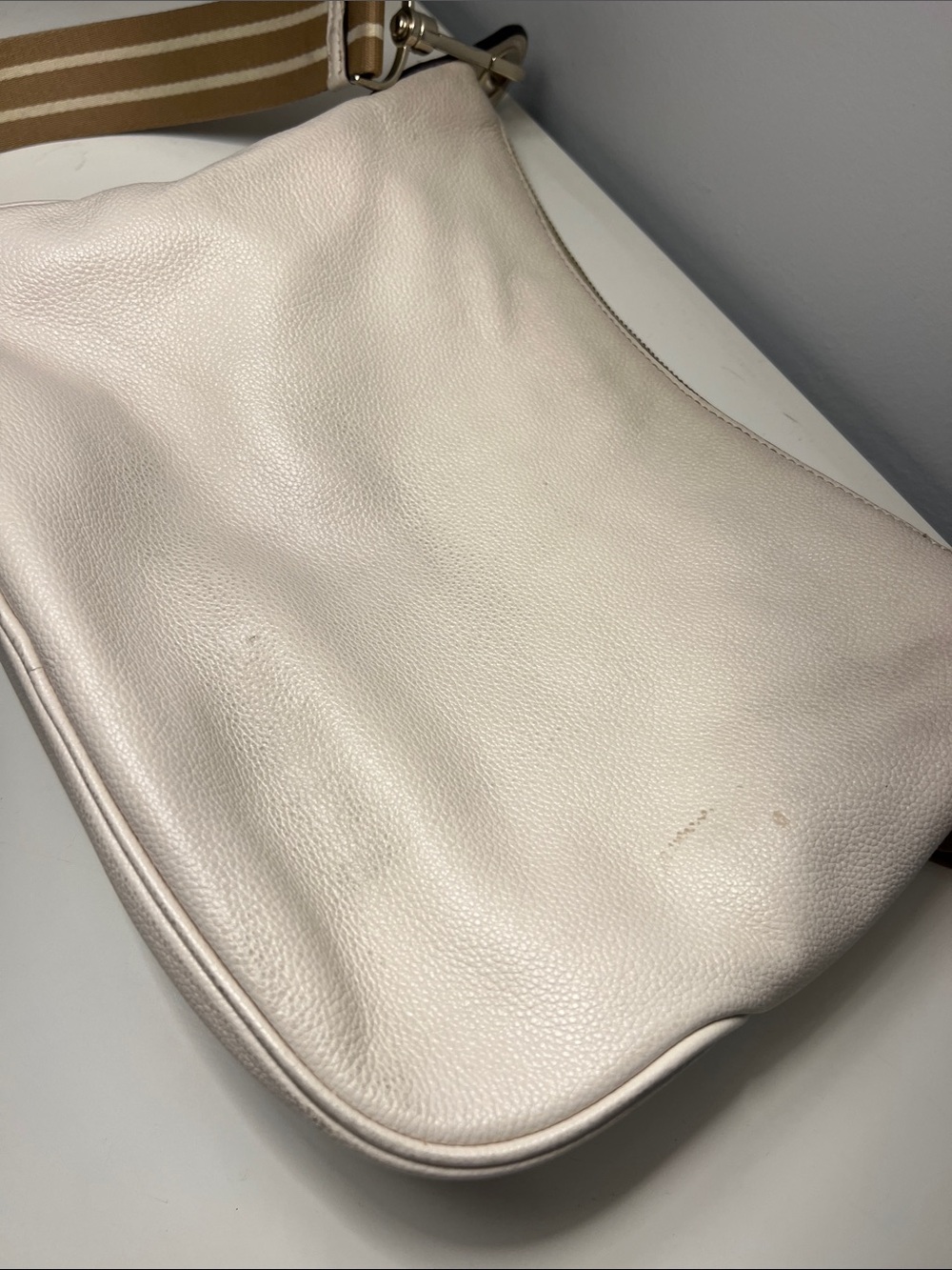 kate spade Cream Leather Crossbody with Striped Tan Strap - Picture 5 of 11